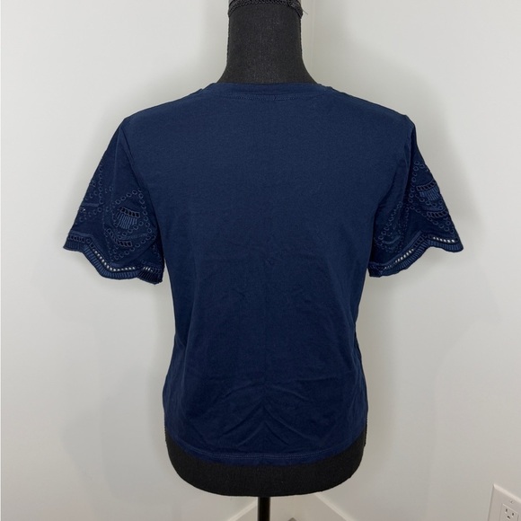 Ophelia Roe Embroidered Blue Short Sleeve Top (S) - Picture 4 of 6